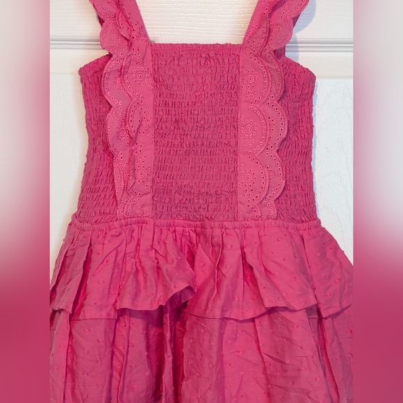 BCBG Girl (Size 10) Pink Smocked Ruffled Cotton Romper/Dress/Skort - Picture 4 of 7